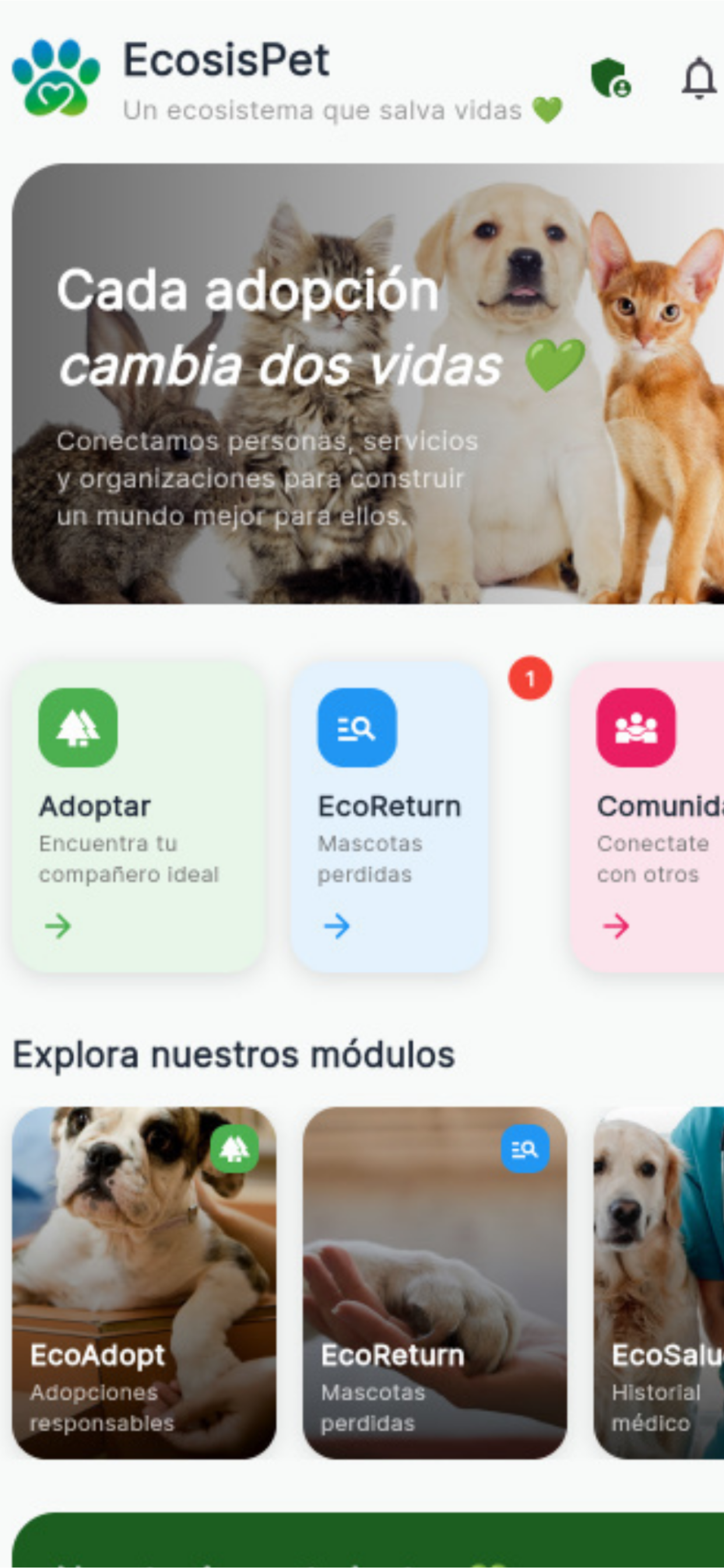 EcosisPet App – plataforma para dueños de mascotas